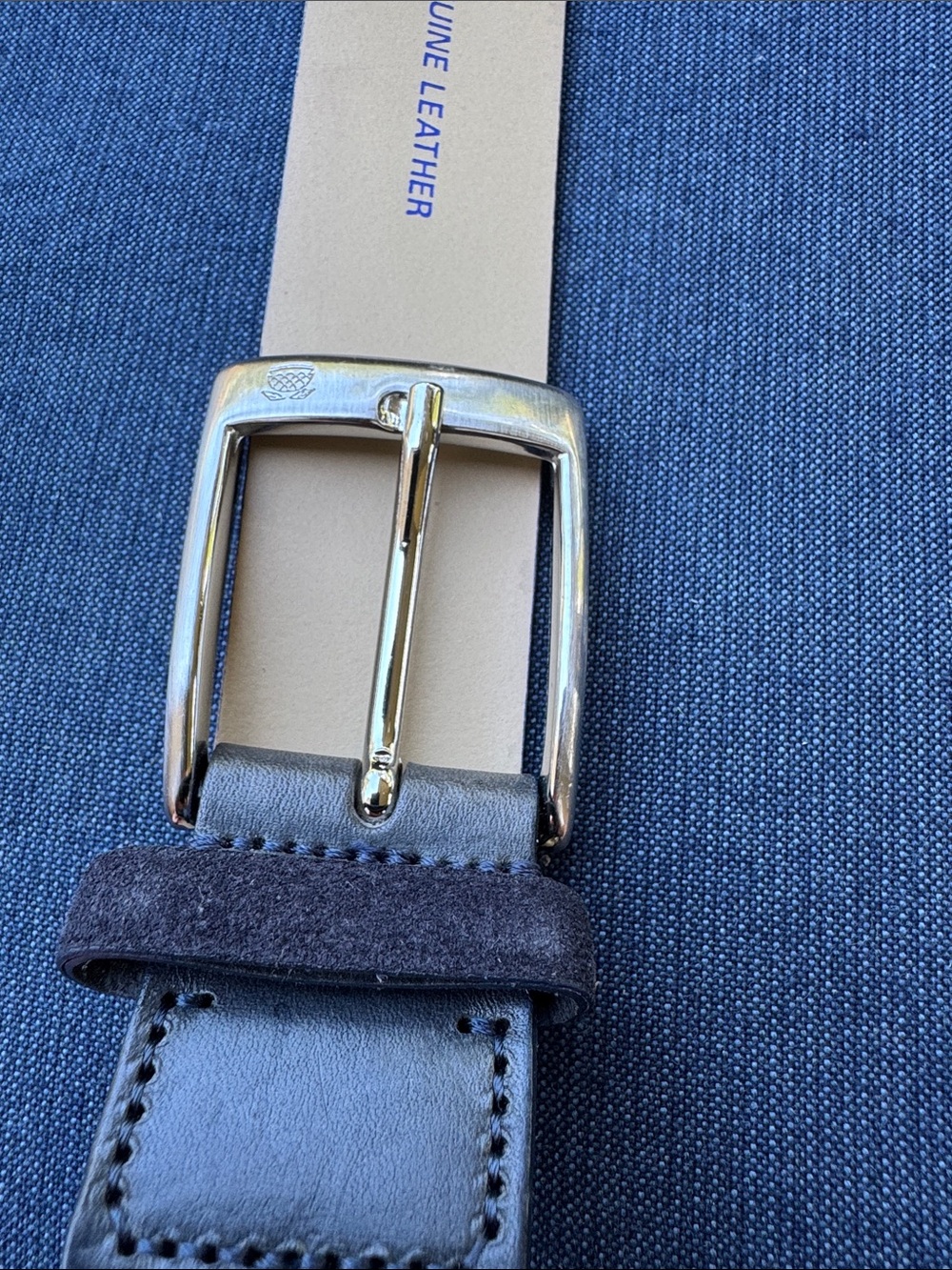 Navyboot Navy Blue Genuine Leather Belt Handmade in Italy Size 85 - Picture 8 of 10